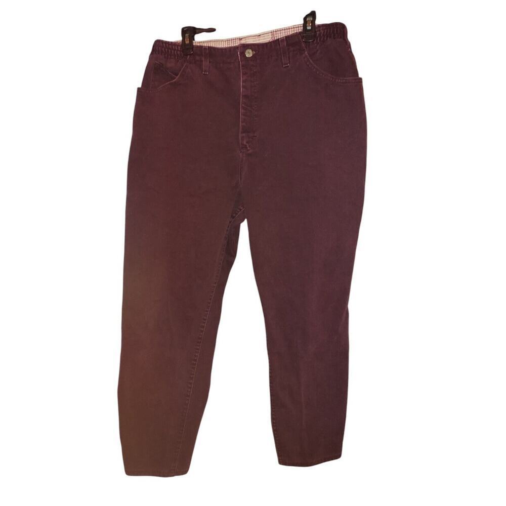 VINTAGE 80s RIDERS Burgundy High Waist Tapered Leg Mom Jean Size 22W Retro - Picture 10 of 12